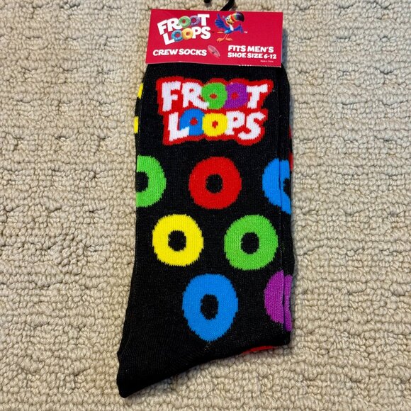 New Froot Loops Novelty Crew Socks Size 6-12/13 - Men's/Women's - - Picture 1 of 1